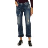 Jeans - Blauw - Lange Getragene en Zerrissene Dames-Jeanshose met Effect - 6Y5J06-5D2XZ