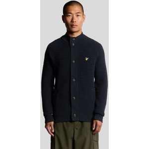 Lyle & Scott katoenen wafelgebreide cardigan - marineblauw