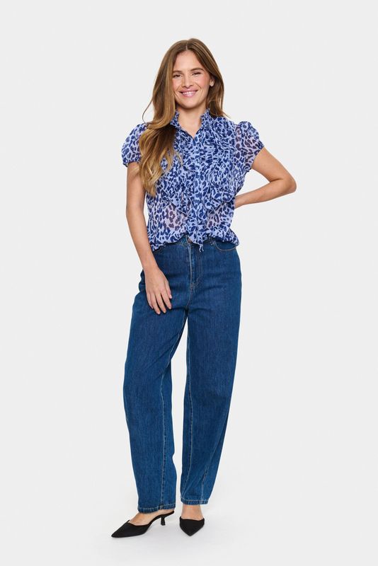 Hydrangea - Midnight Leopard - Blouse - Knoopsluiting - Regular Fit