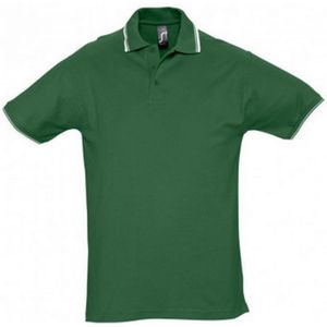 SOLS Herenpraktijk Getipt Pique Korte Mouw Poloshirt (Groen/Wit) - Maat 2XL