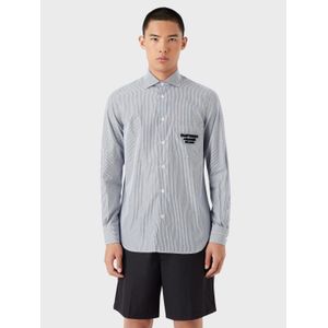 Heren Emporio Armani Shirt in Blauw & Wit