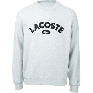 Men's Lacoste Crew Neck Branded Terry Sweatshirt In Grey Marl - Maat M