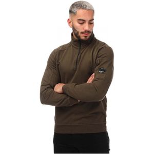 Men's C.P. Company Light Fleece Zipped Sweatshirt in Khaki