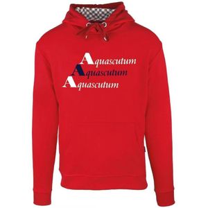 Aquascutum Drievoudig Logo Rode Hoodie - Maat XL