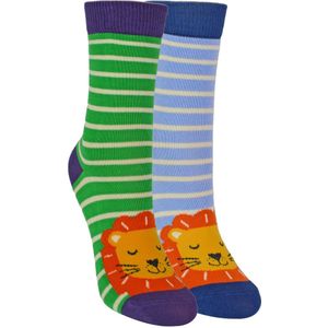2 Paar Bamboe Sokken Jongens | Mr Heron | Sokken met dierenpatroon voor kinderen | Sokken met nieuw ontwerp - Leeuwen