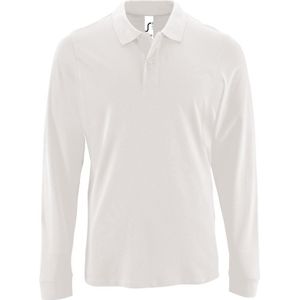 SOLS Heren Perfecte Lange Mouw Pique Polo Shirt (Wit) - Maat S