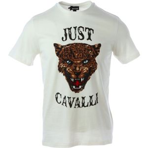Just Cavalli Leopard Logo White T-Shirt - Maat 2XL
