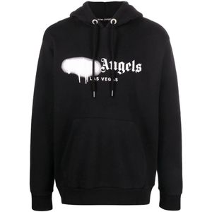Palm Angels Las Vegas witte sprayprint hoodie zwart