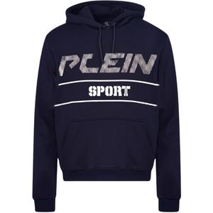 Plein Sport - Marineblauwe Hoodie - 100% Katoen - Met Logo