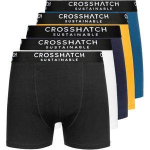 Crosshatch Heren Orlander Boxershorts (Set van 5) (Zwart/Blauw/Mustard/Wit)