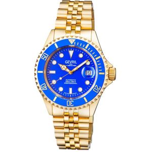 Gevril Heren Wall Street blauwe wijzerplaat IP gouden armband horloge