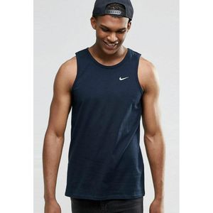 Nike Geborduurde Swoosh Heren Tanktop Met Atletisch Gymvest In Marineblauw - Maat S