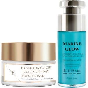 Marine Glow - Vitamine C + Collageenconcentraat Serum - 30ml - Hyaluronzuur & Collageen Dagcrème - 50ml