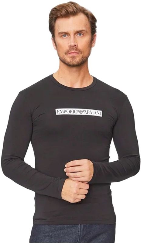 Emporio Armani - Aansluitende Top met Lange Mouwen - Zwart - Katoen