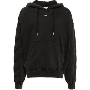 Off White - Faded Cotton Hoodie - Grijs - Heren - Met Grafische Print