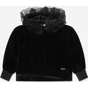 Monnalisa Meisjes Fluwelen Tule Hoodie in Zwart