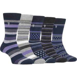 5-Pack Heren Bamboo Felgekleurde Gestreepte Sokken