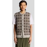 Lyle & Scott geborsteld intarsia gebreid vest - grijs