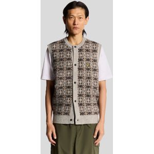Lyle & Scott geborsteld intarsia gebreid vest - grijs