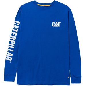 Caterpillar Merkenbanner Lange Mouwen Katoenen Heren Blauwe T-shirt