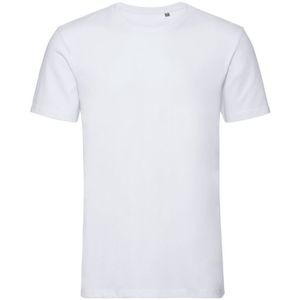 Russell Heren Authentiek Puur Organisch T-Shirt (Wit) - Maat S
