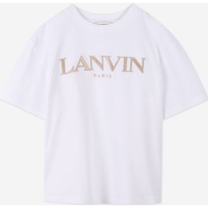 Jongens Geborduurd Logo T-Shirt in Wit