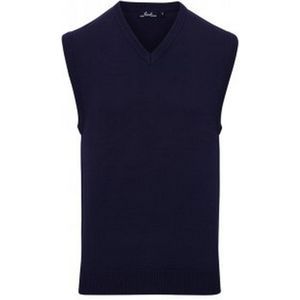 Premier Heren Mouwloze Katoen Acryl V Hals Trui (Marine)