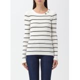 Liu Jo - Gestreepte Gebreide Trui - Wit - Gebreid - Ronde Hals