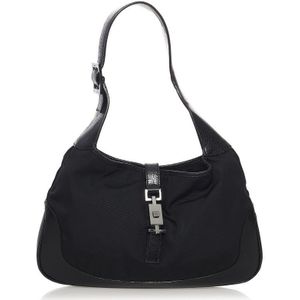 Vintage Gucci Jackie Canvas Shoulder Bag Black