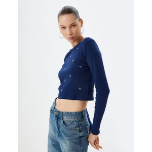 Koton - Shirt - Navy - Lange Mouw - Slanke Pasvorm