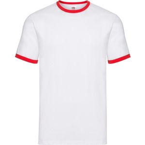 Fruit of the Loom Heren Ringer T-Shirt (Wit/rood)
