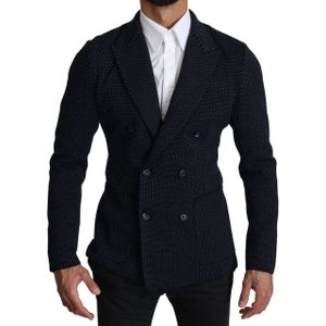 Dolce & Gabbana Mannen donkerblauw gestippelde Double Breasted Jas Blazer
