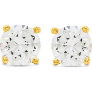 Luxenter oorbellen, Basis 925 Sterling Zilver en Briljant Zirkonia afgewerkt in 18 karaat geelgoud