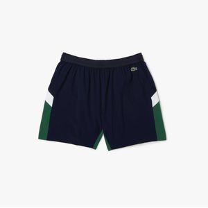 Men's Lacoste Recycled Polyamide Colourblock Swimming Trunks in Navy