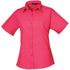 Premier Dames/Dames Popeline Blouse met Korte Mouwen (Heet Roze)