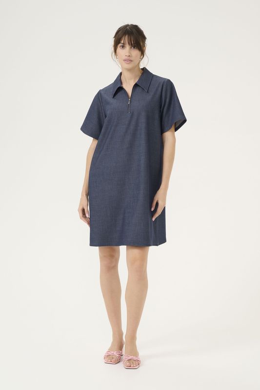 Jurk - A-shape - Blauw - Boven de Knie - Korte Mouwen