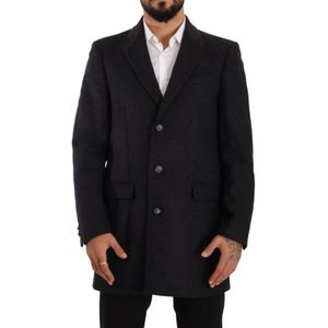 Dolce & Gabbana Donkergrijze Wol Overtrenchcoat Herenjas