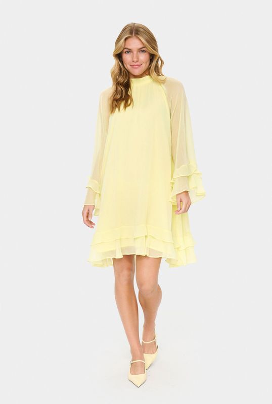 SAINT TROPEZ - Labelle - Jurk - Pasteelgeel - Knielengte - Losse Pasvorm