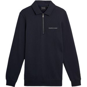 Lyle & Scott Heren Sweatshirt met gekraagde ritssluiting (Marine)