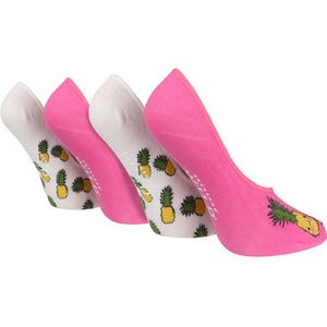 Wildfeet - Dames 4 Paar Bed Sokken | Grappige Onzichtbare Sokken met Hiel Grip - Ananas