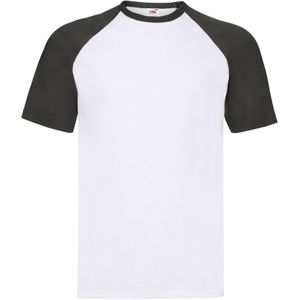 Fruit of the Loom Unisex Volwassen Contrast Baseball T-shirt (Wit/zwart)