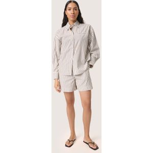 Soaked in Luxury - Munevo - Dameshemd - Bruin en Wit Gestreept