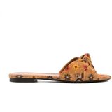 Saint Laurent - Slippers - Bruin - Suède - Met Knoop en Bloemenprint