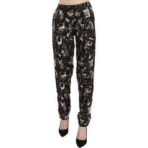 Dolce & Gabbana Korte broek met hoge taille, zwart Jazz Club Print voor dames