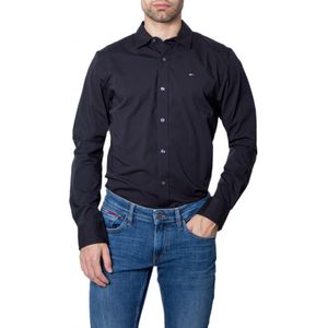 Tommy Jeans Overhemden Slim Fit Stretch Zwart - Maat XL