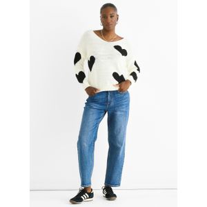 Witte oversized hart trui met V-hals
