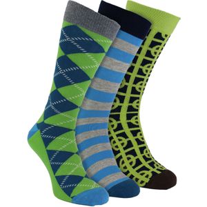 HS by Happy Socks - Heren 3-Pack Klassieke Structuur Dress Socks - Target (Groen)