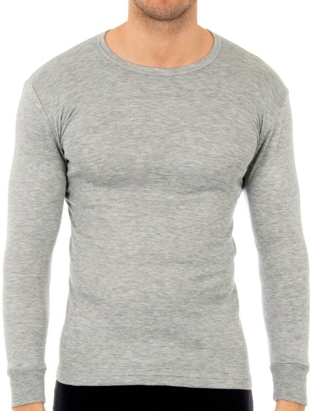 Thermoshirt - Heren - Lange Mouwen - Ronde Hals - Elastische Band - Grijs - 50% Acryl 50% Polyester