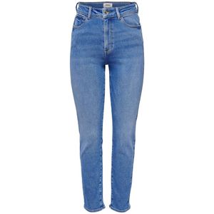 ONLY cropped high waist straight fit jeans ONLEMILY blue medium denim regular