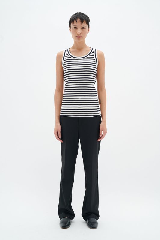 Slim Fit - Mouwloos - Top - Brede Rib Randen